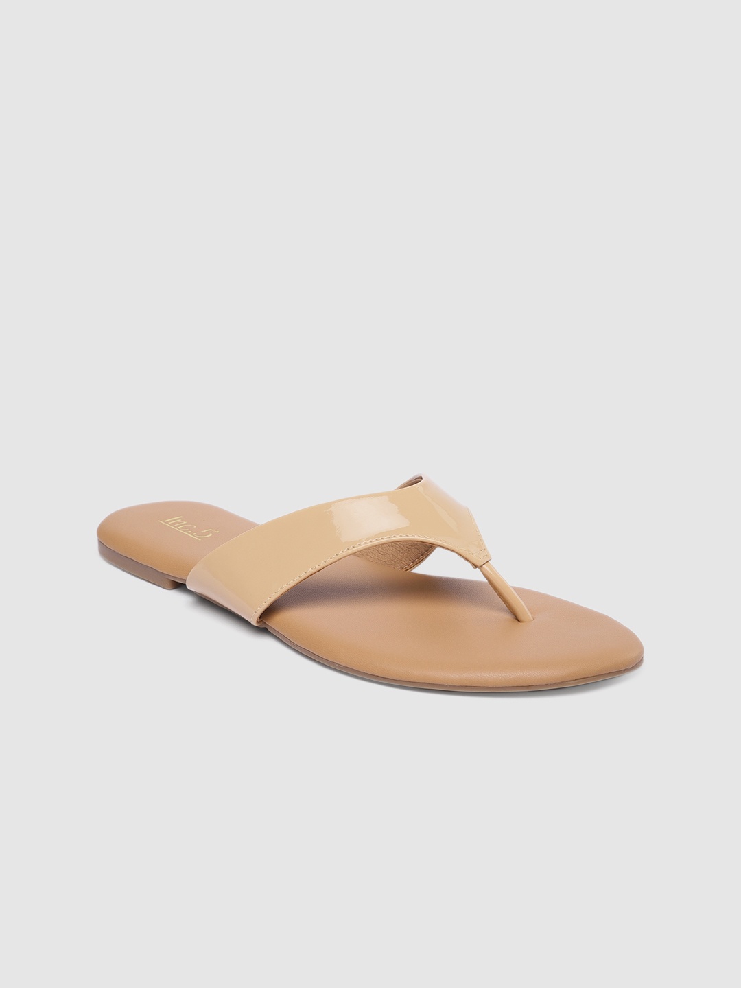 

Inc 5 Women Beige Solid T-Strap Flats