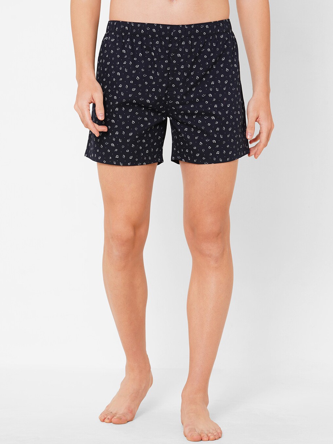 FiTZ Men Blue & White Printed Pure Cotton Boxers