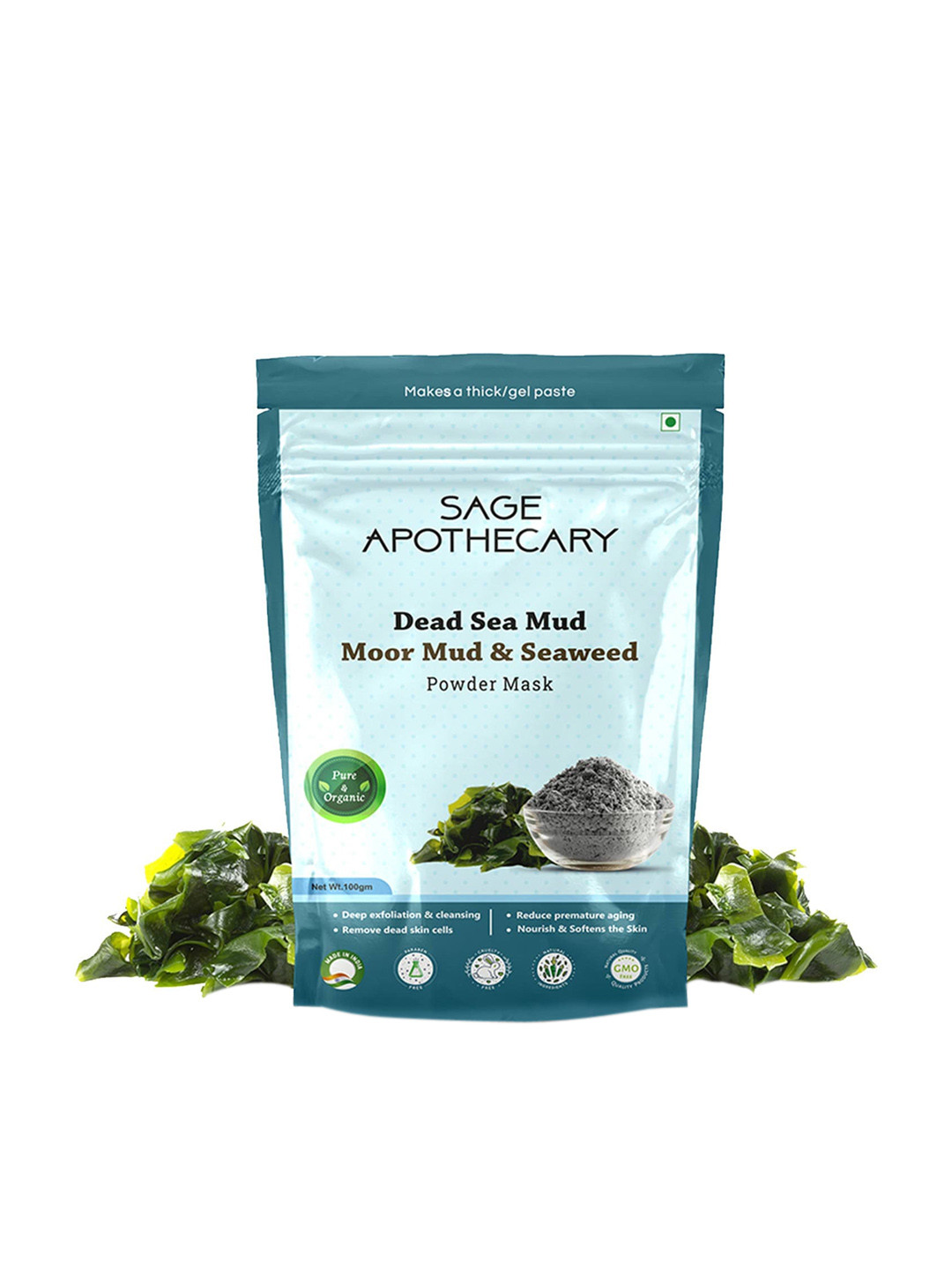 

SAGE APOTHECARY Dead Sea Mud Moor Mud & Seaweed Powder Mask 100gm, White