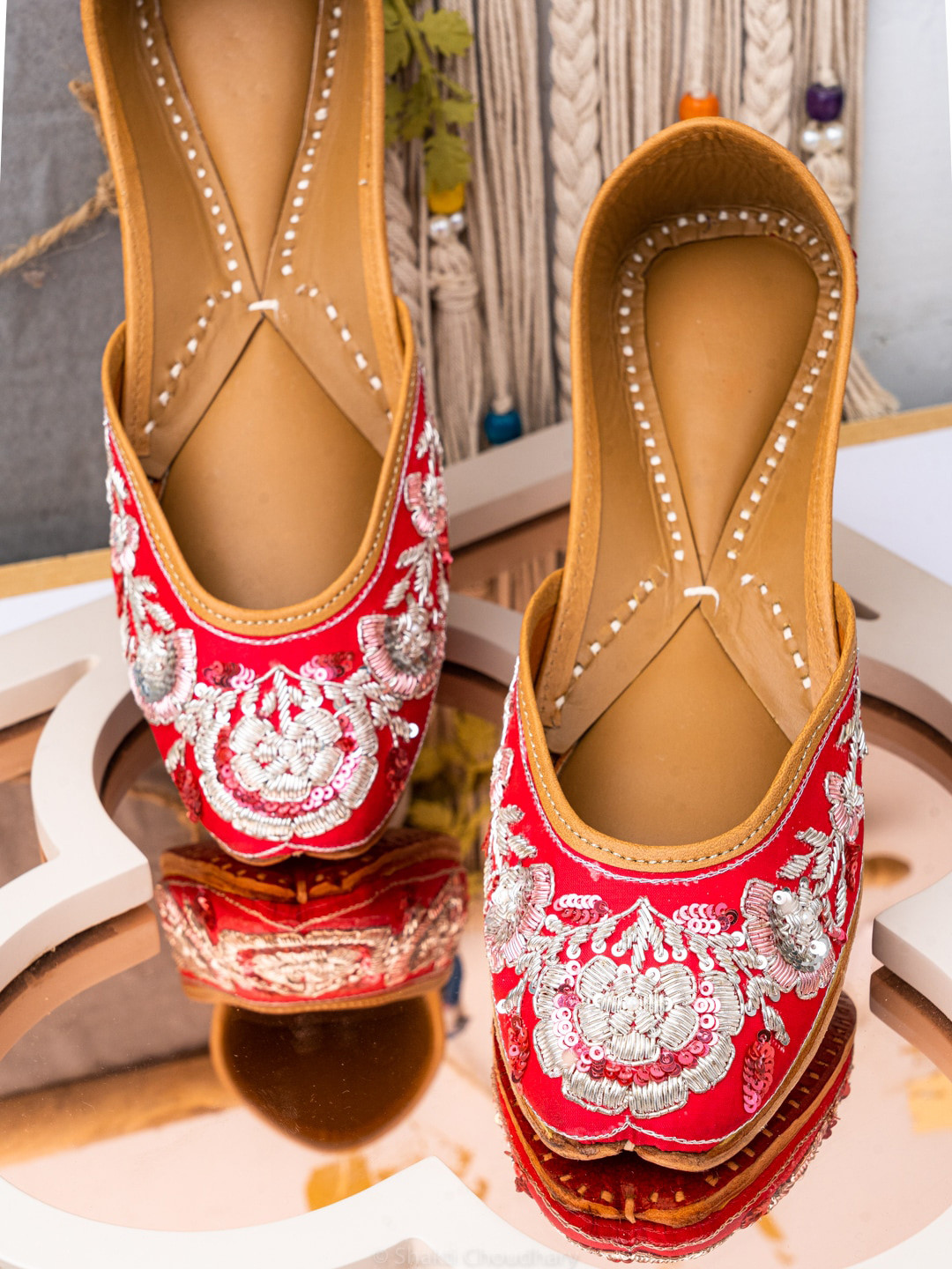 

NR By Nidhi Rathi Women Red Ethnic Mojaris Flats