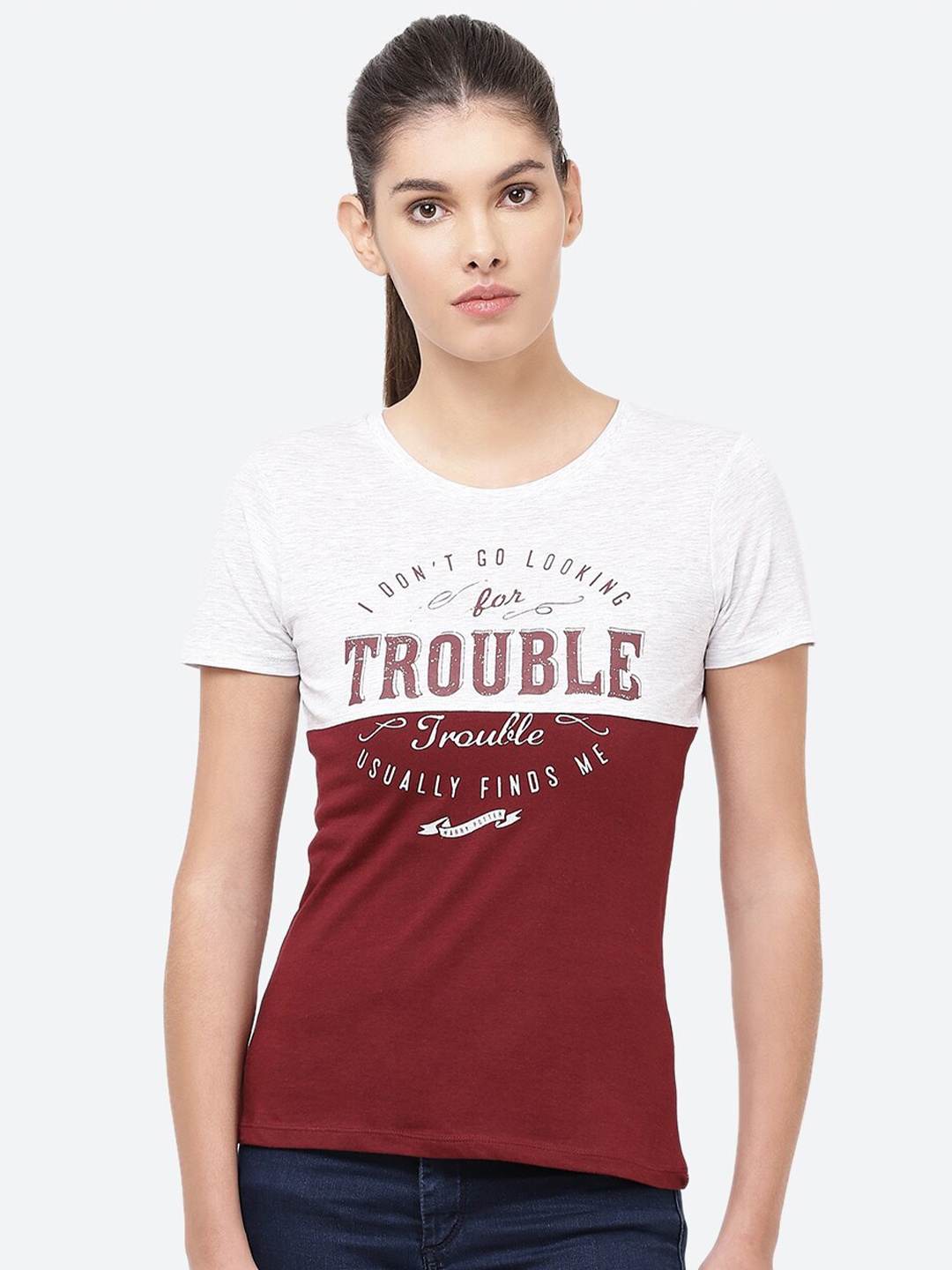 

Free Authority Harry Potter Featured Women Grey Typography Printed T-shirt