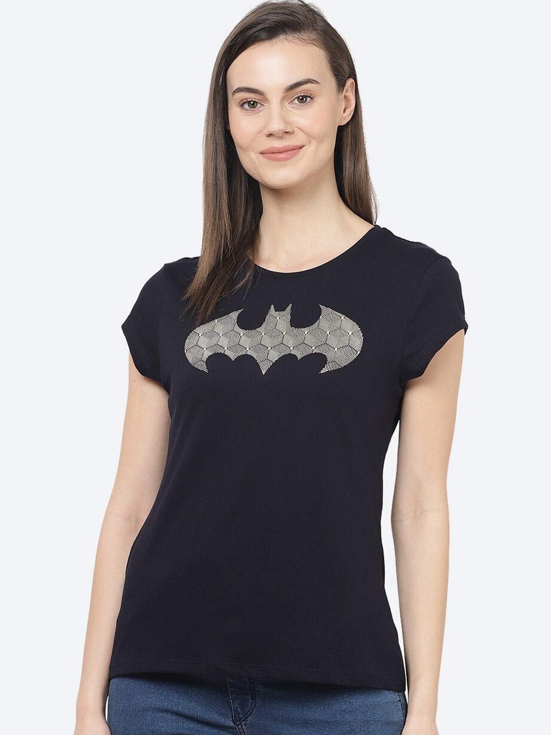 

Free Authority Women Blue Batman Printed T-shirt