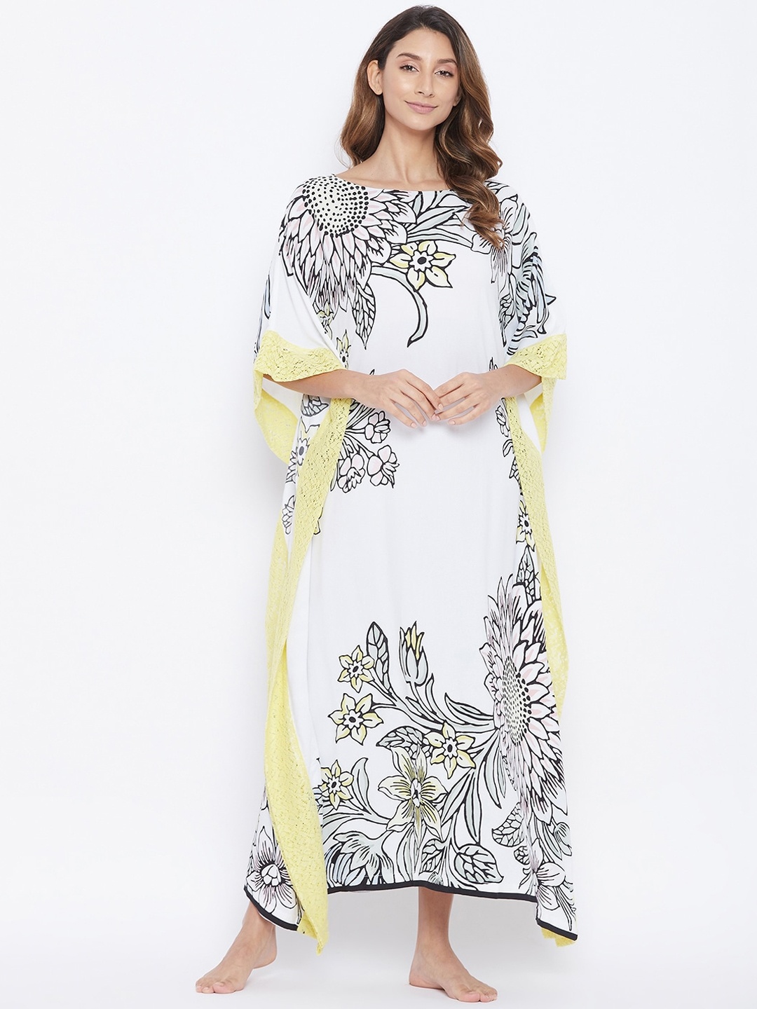 

The Kaftan Company Women Printed Kaftan Cover-Up Dress, White