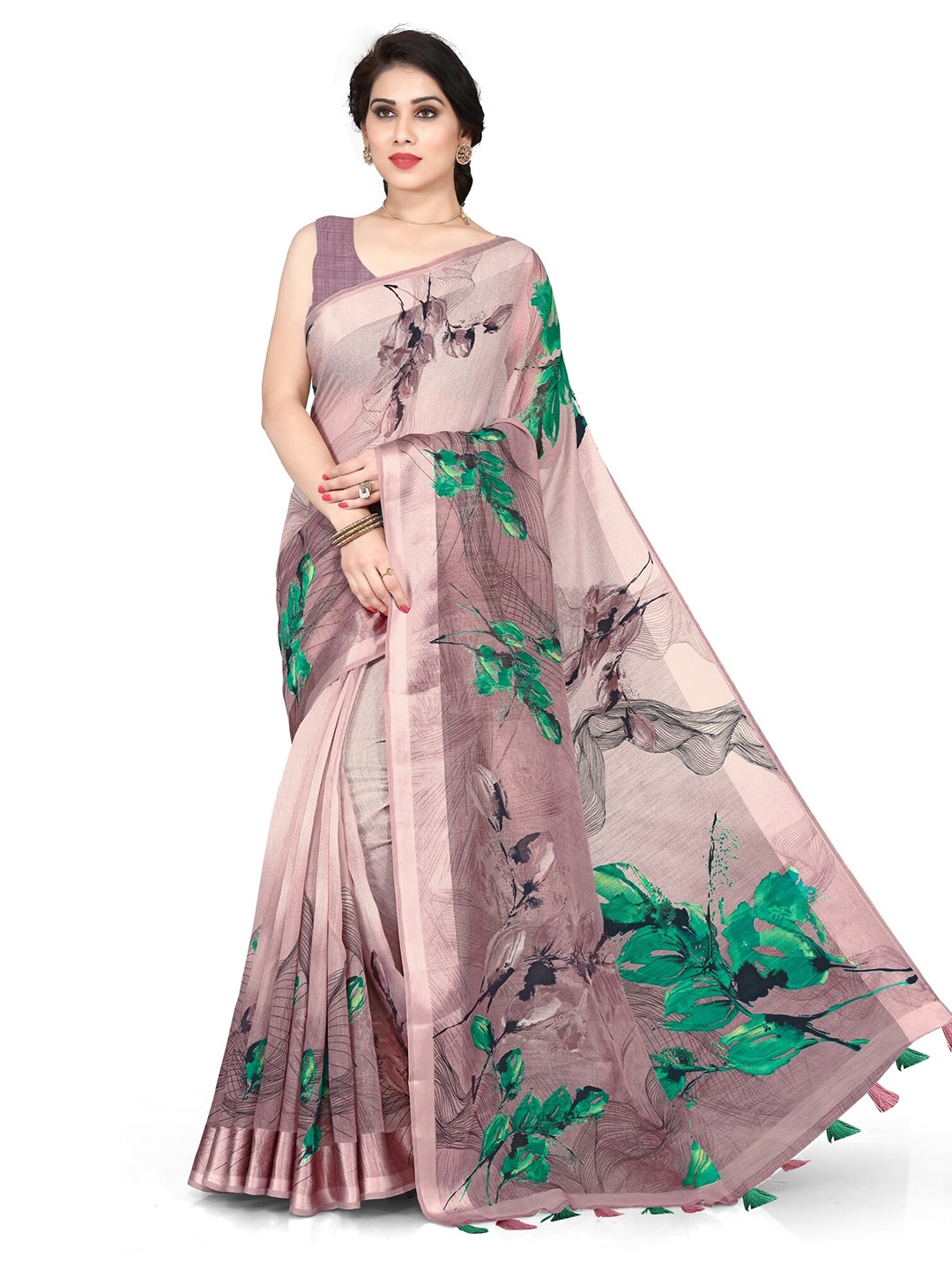 

KALINI Purple & Green Floral Bagh Saree
