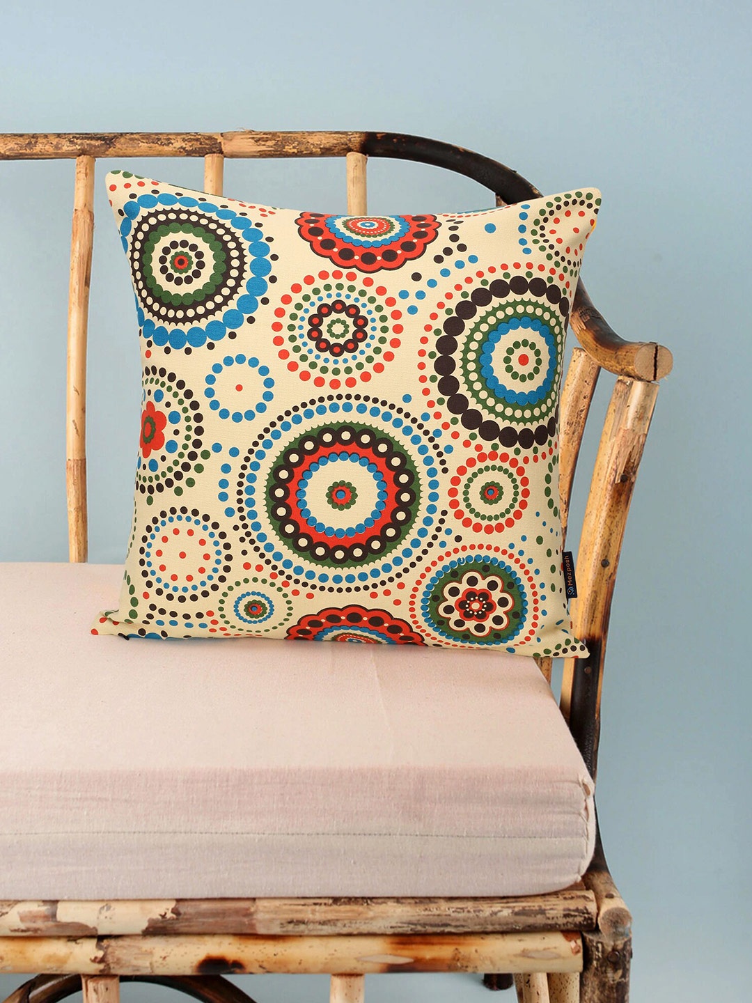 

Mezposh Yellow Ethnic Motifs Printed Square Cushion cover