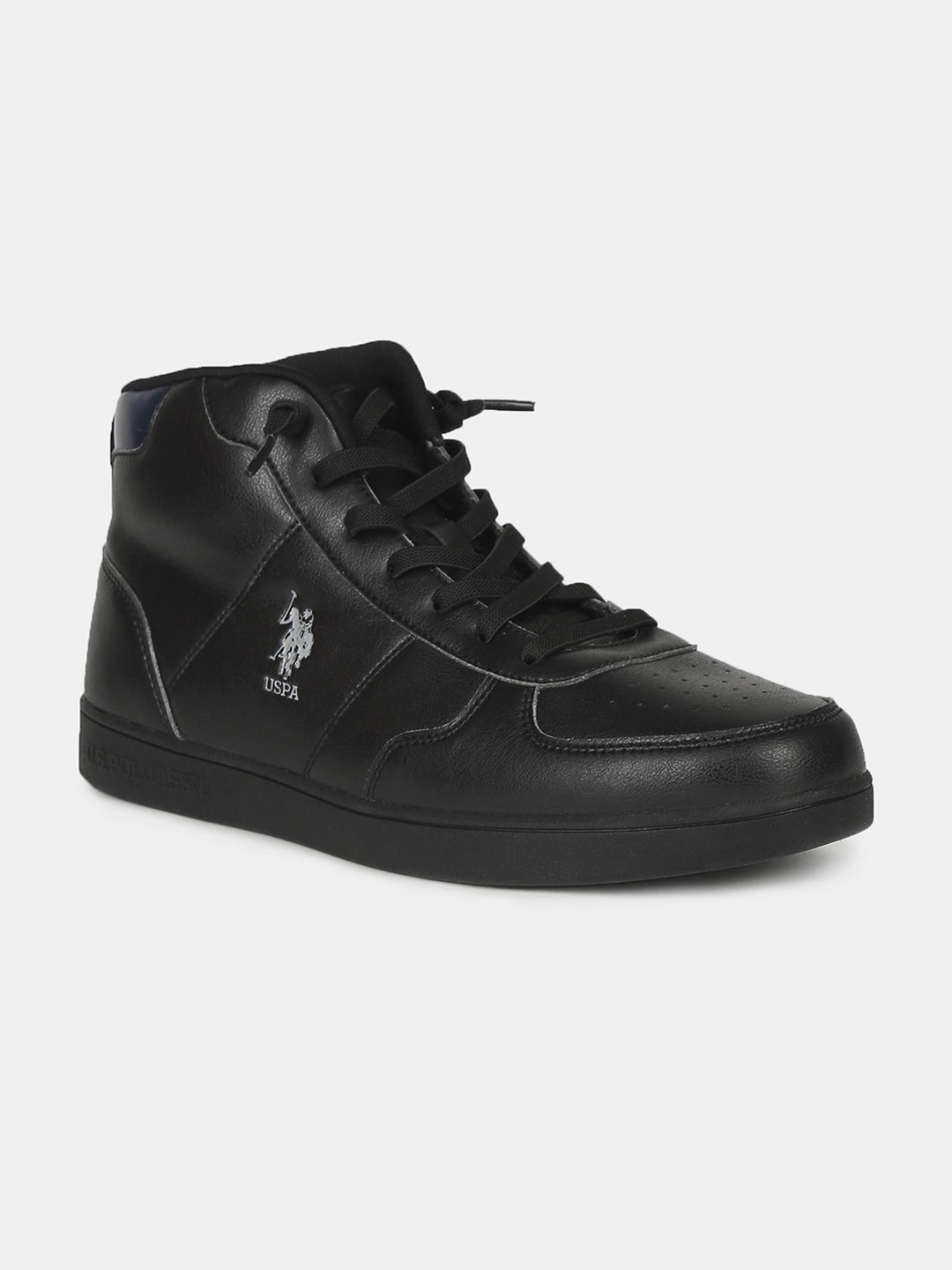 

U S Polo Assn Men Black Perforated Flat Boots