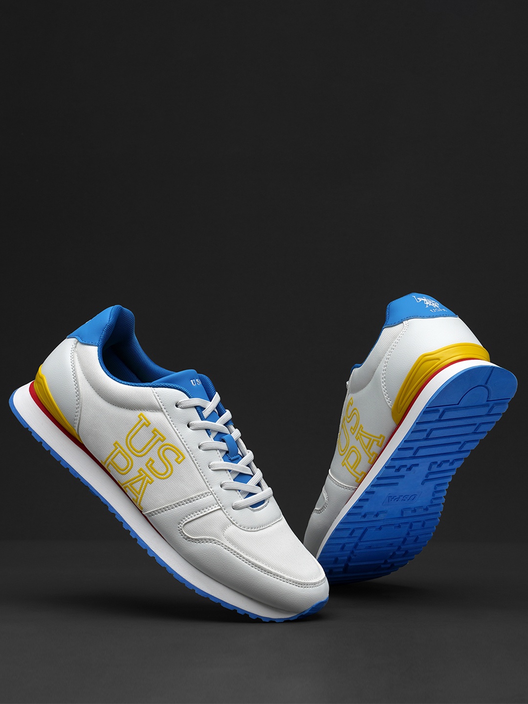 

U S Polo Assn Men White Printed PU Sneakers