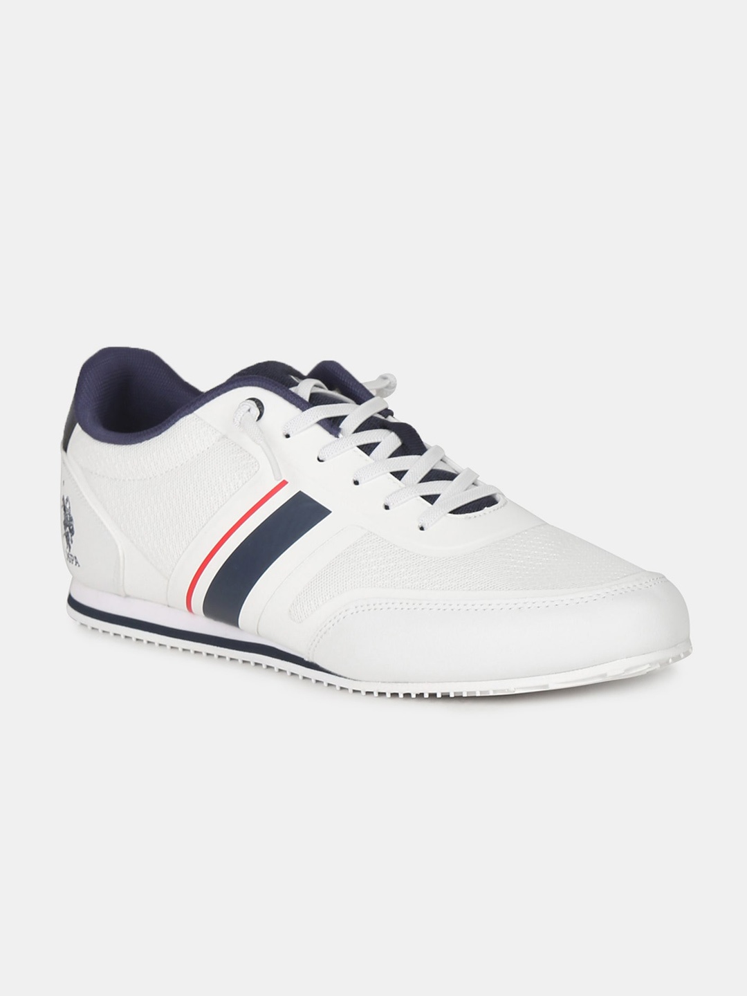 

U S Polo Assn Men White Striped Sneakers