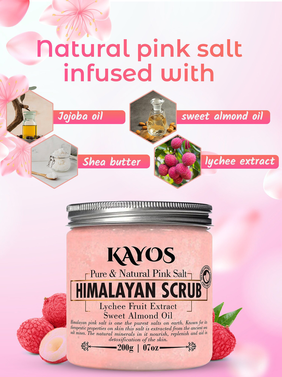 

KAYOS White Himalayan Pink Salt Exfoliating & Skin Moisturizing Body Scrub