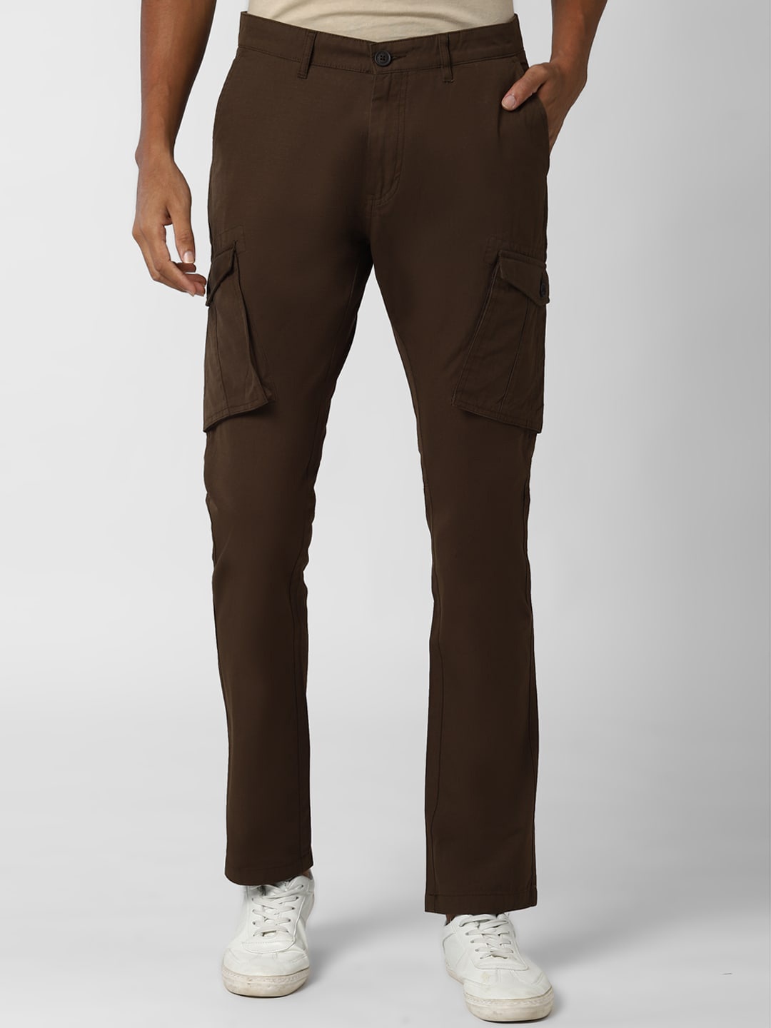

Peter England Casuals Men Brown Pure Cotton Cargos Trousers
