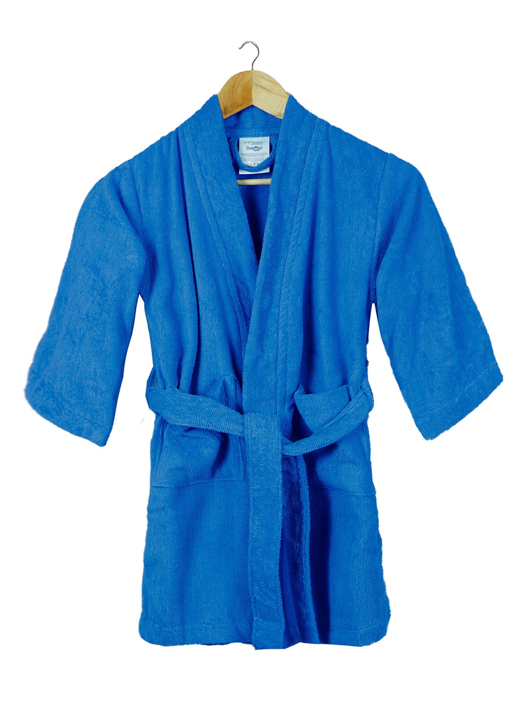 

Trident Kids Blue Solid Bath Robe with Belt, Navy blue