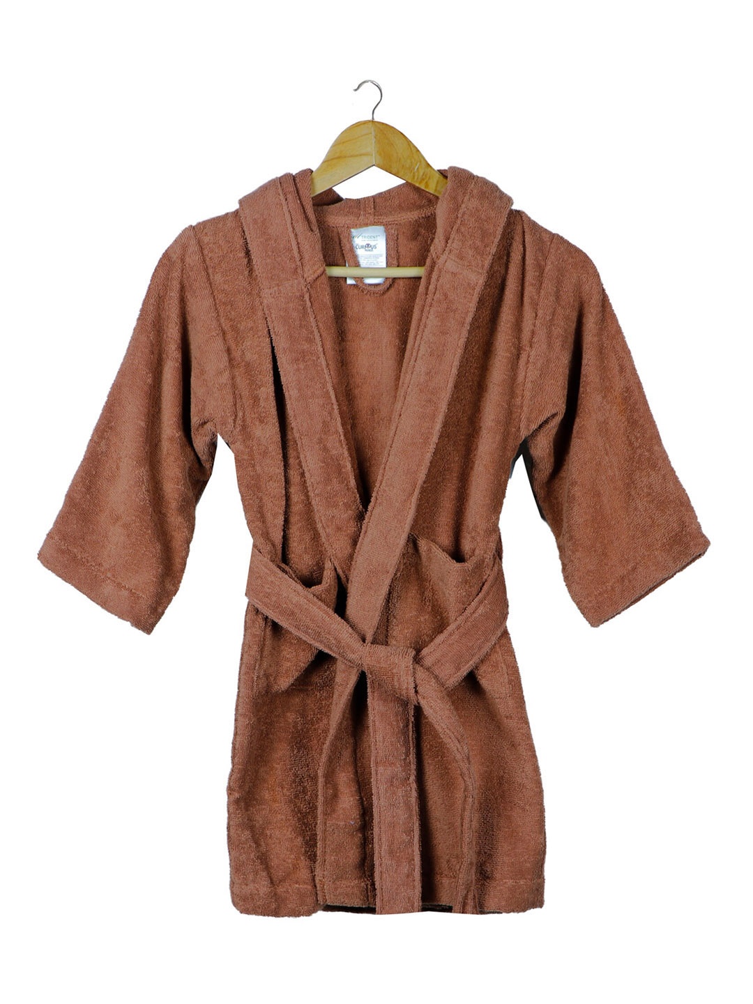 

Trident Kids Brown Solid Cotton Bathrobe