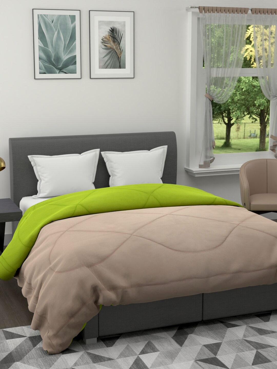 

Clasiko Taupe & Green Mild Winter 233 GSM Double Bed Comforter