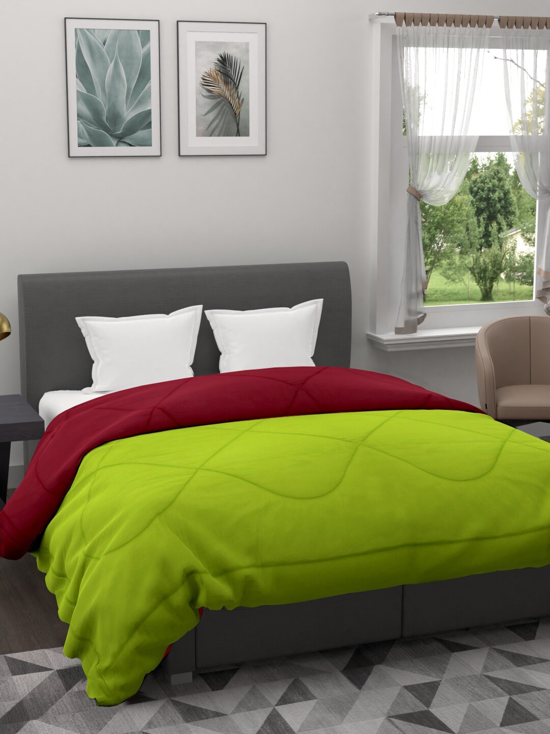 

Clasiko Green & Maroon Mild Winter 233 GSM Double Bed Comforter