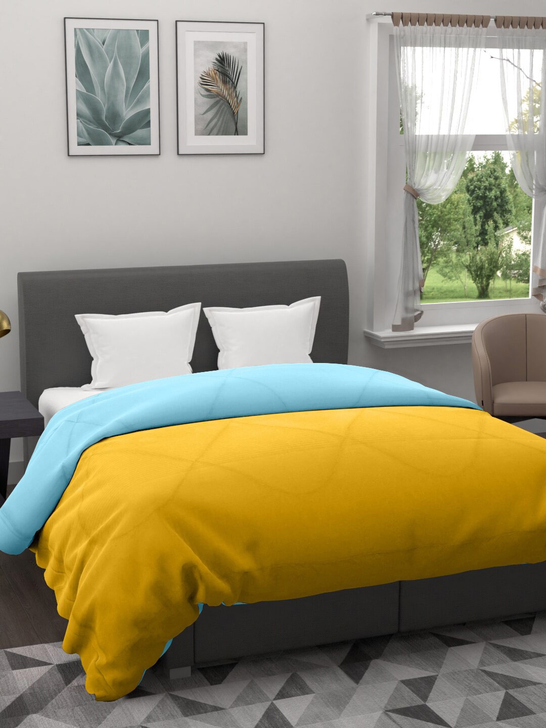 

Clasiko Yellow & Blue Mild Winter 233 GSM Double Bed Comforter