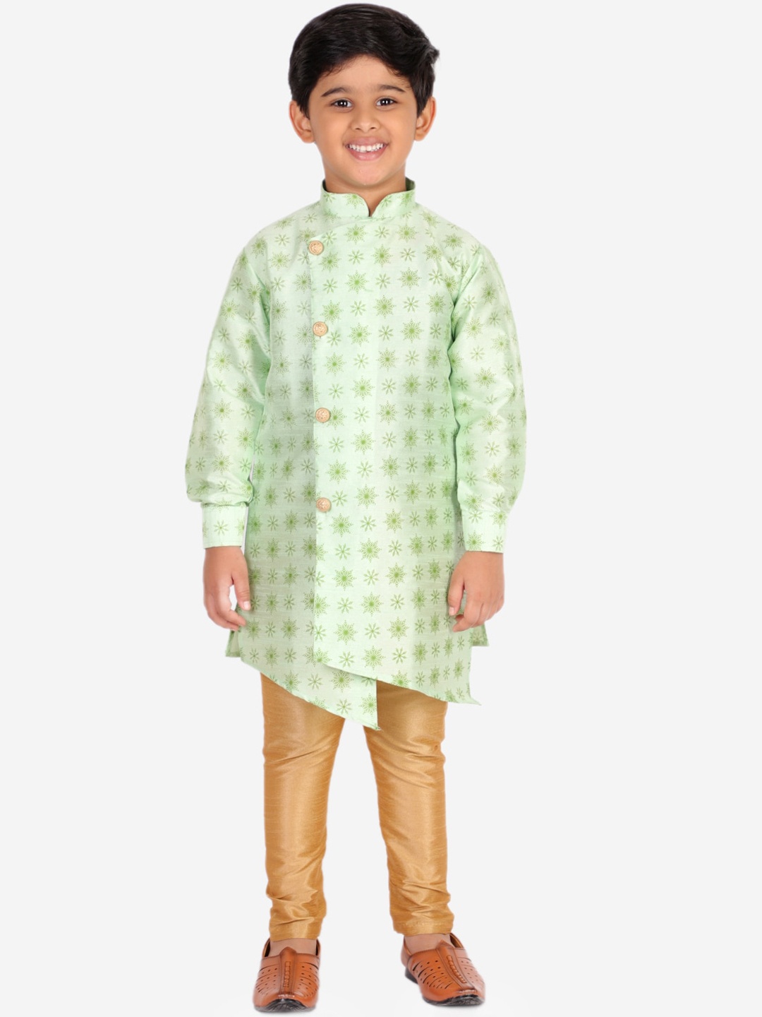 

Pro-Ethic STYLE DEVELOPER Boys Green Printed Kurta with Churidar