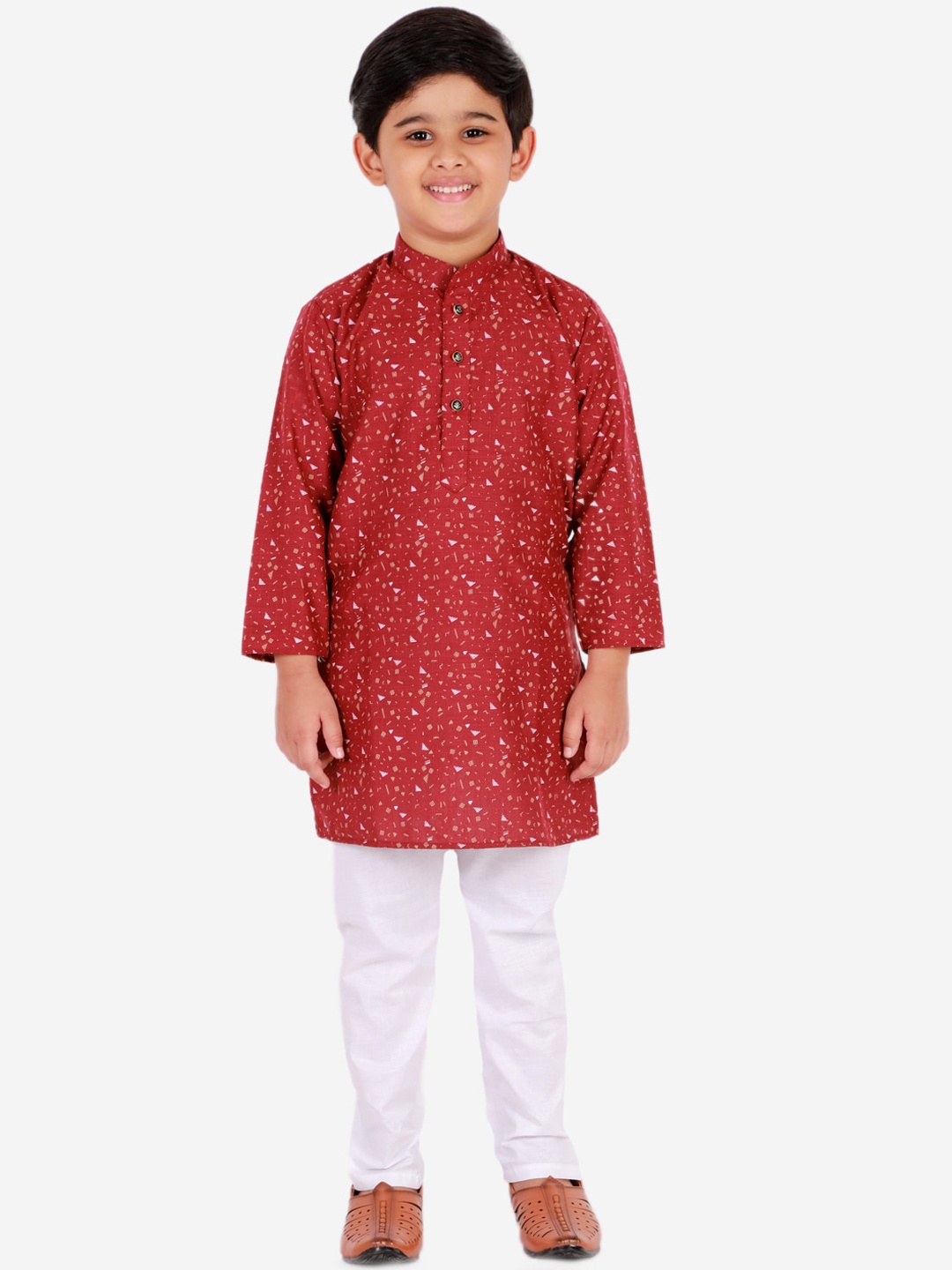 

Pro-Ethic STYLE DEVELOPER Boys Maroon & White Printed Kurta with Pyjamas