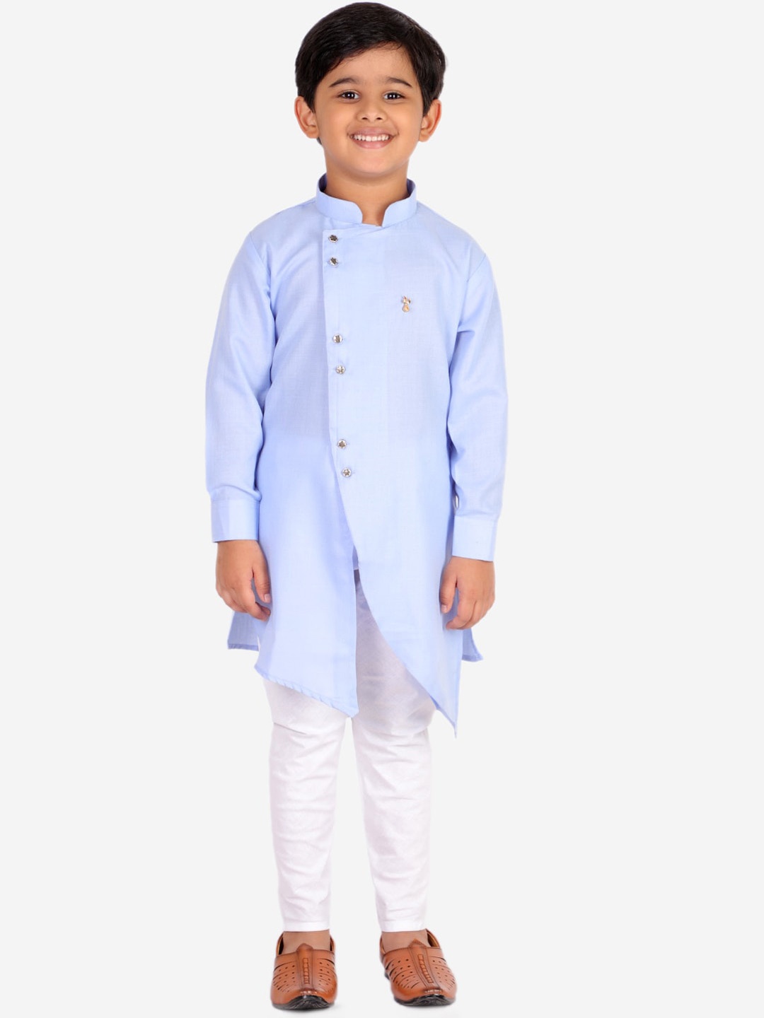 

Pro-Ethic STYLE DEVELOPER Boys Blue Angrakha Kurta with Churidar