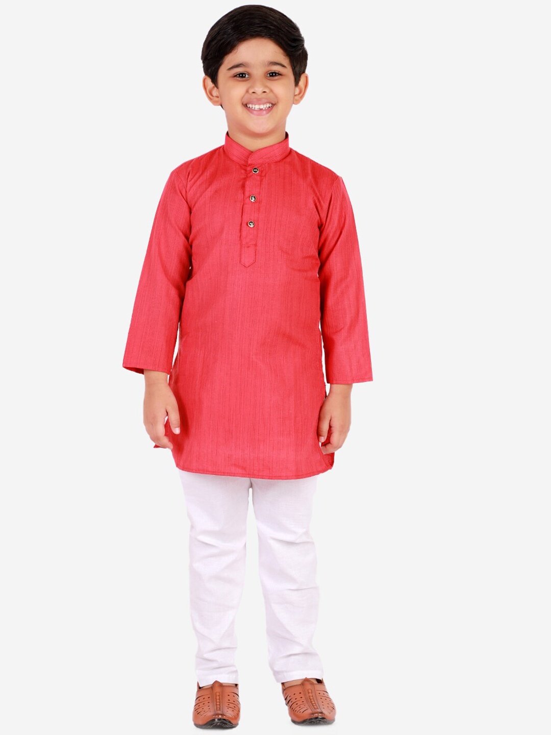 

Pro-Ethic STYLE DEVELOPER Boys Red Angrakha Kurta with Pyjamas