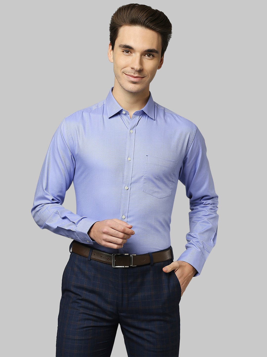 

Park Avenue Men Blue Self Design Slim Fit Formal Shirt