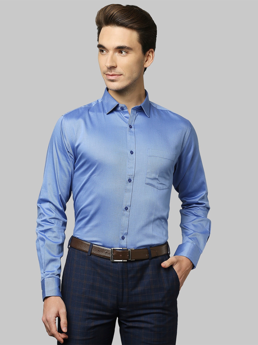 

Park Avenue Men Blue Slim Fit Cotton Formal Shirt