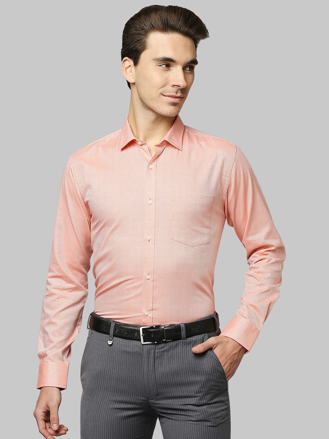 

Park Avenue Men Orange Slim Fit Printed Formal Shirt