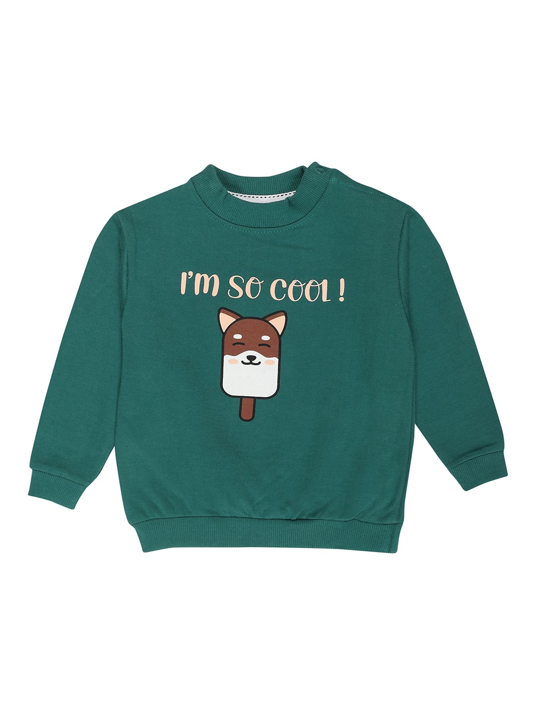 

The Mom Store Unisex Kids Green Printed Pure Cotton Sweatshirt