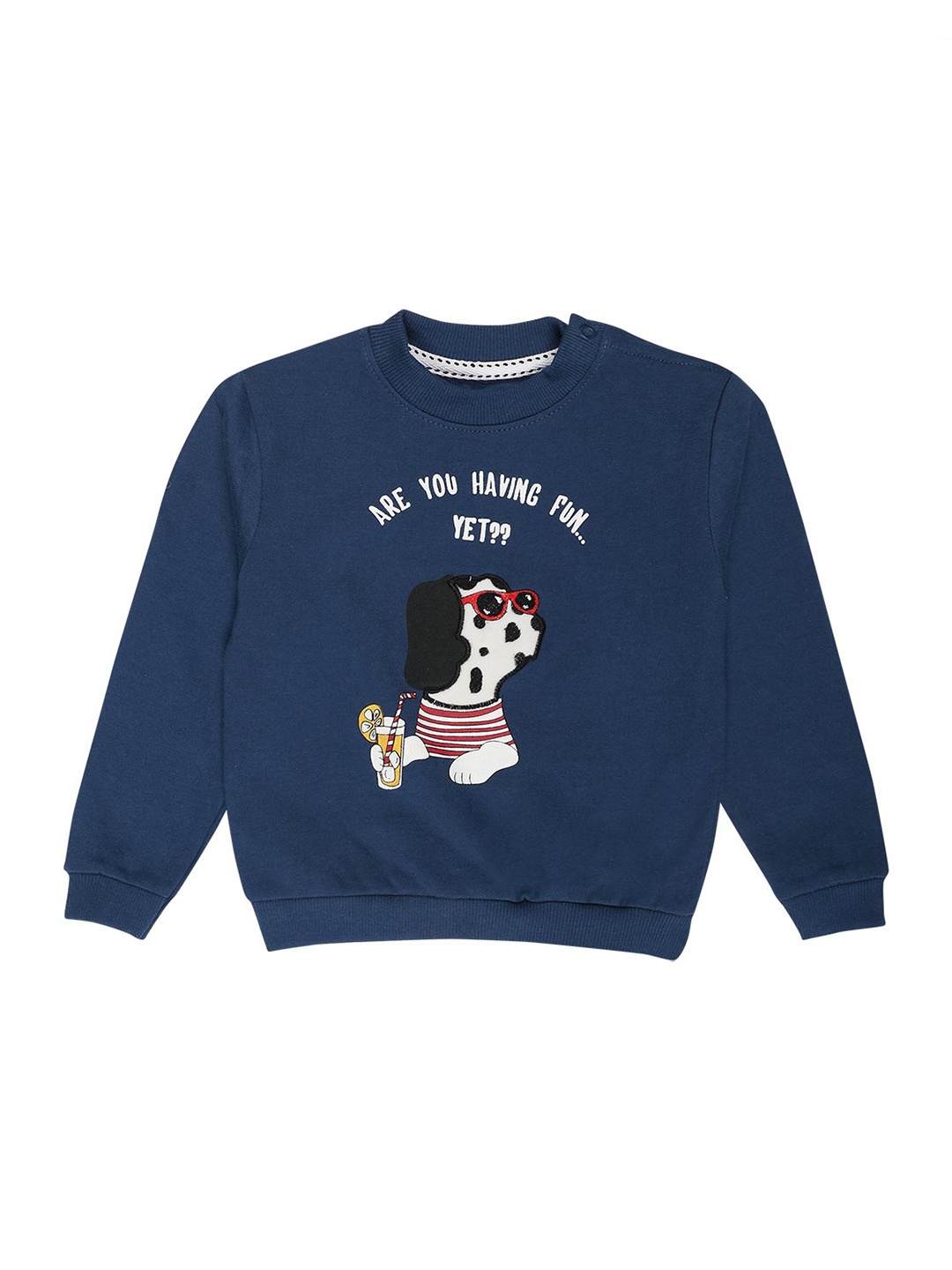 

The Mom Store Kids Navy Blue Printed Cotton Sweatshirt