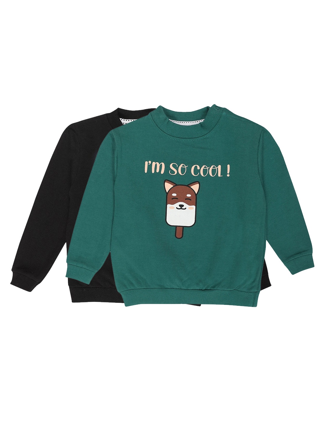 The Mom Store Unisex Kids Pack of 2 Printed Sweatshirt, Green