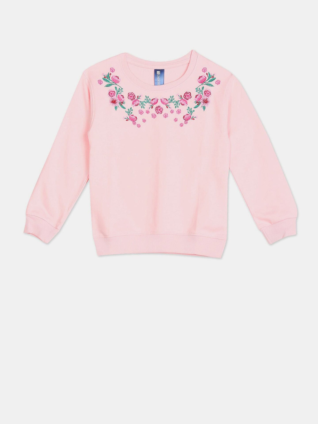 

Cherokee Girls Pink Embroidered Round Neck Sweatshirt