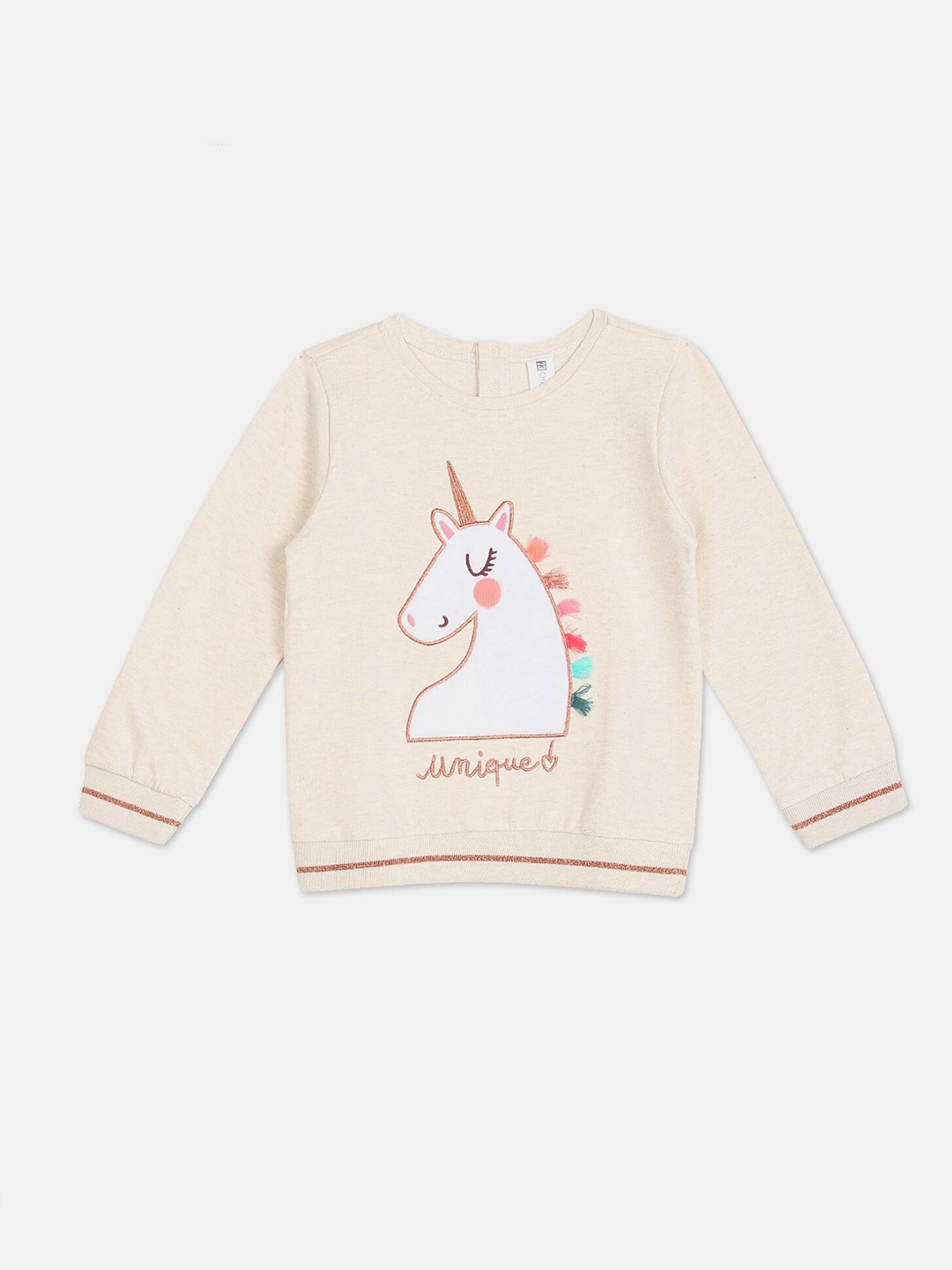 

Cherokee Girls White Unicorn Embroidered Printed Sweatshirt