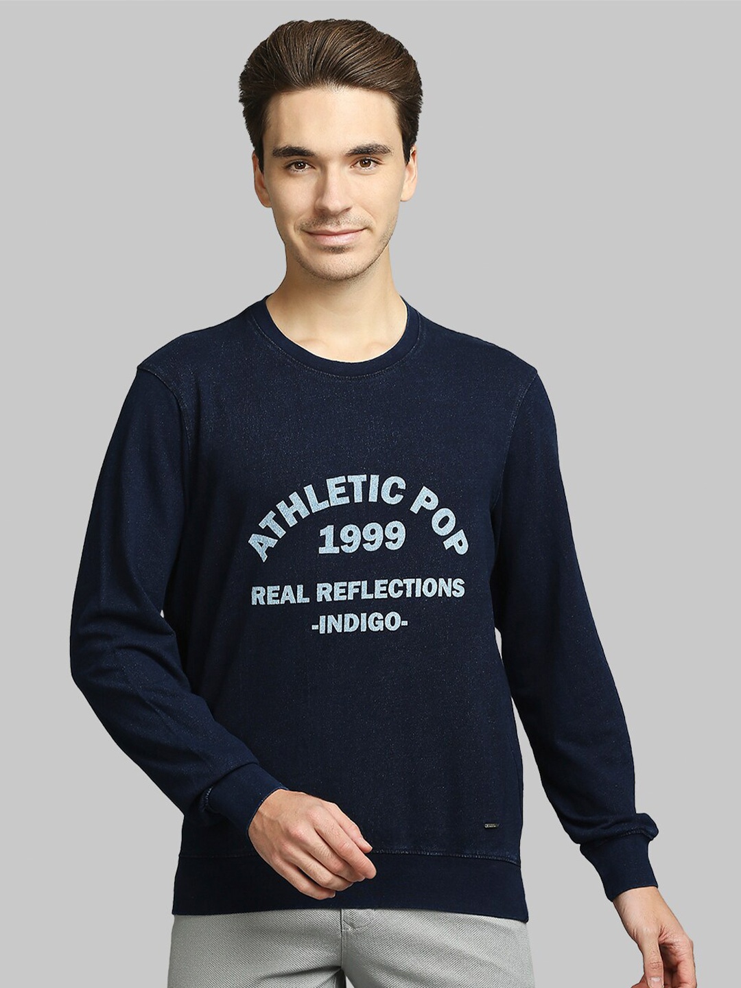 

Parx Men Navy Blue Printed Round Neck Sweatshirt