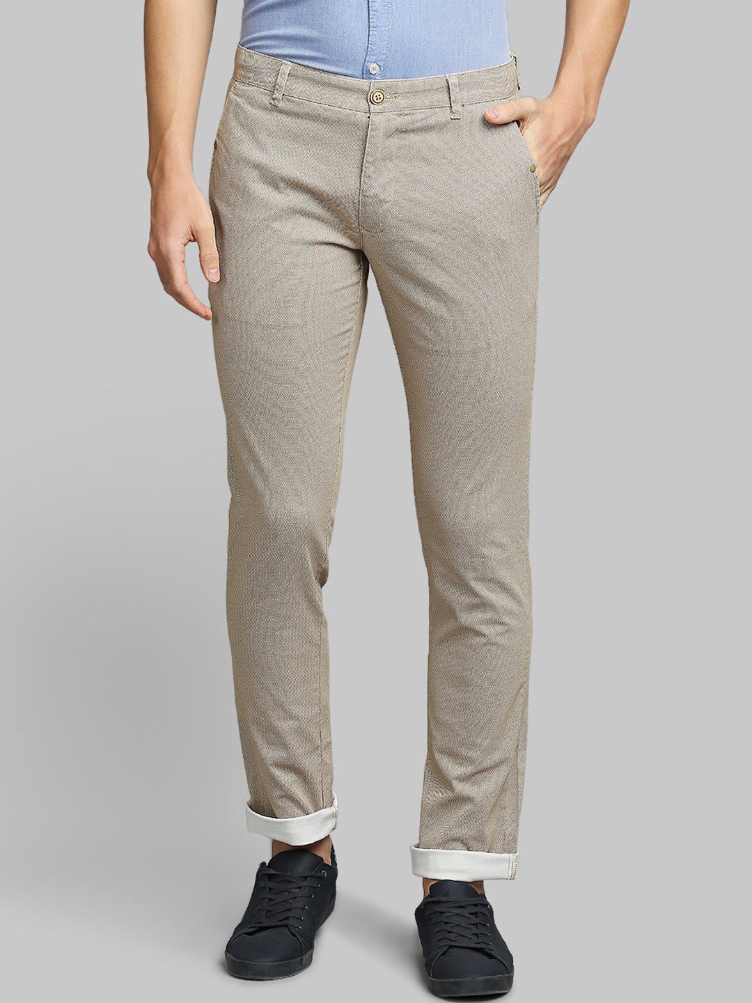 

Parx Men Brown Textured Trousers