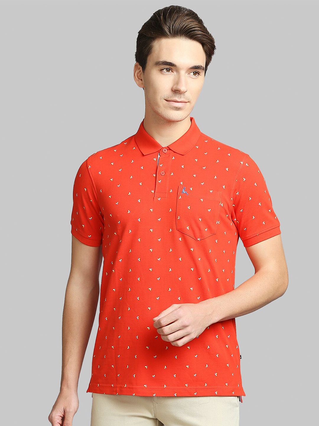 

Parx Men Red Solid Polo Collar T-shirt