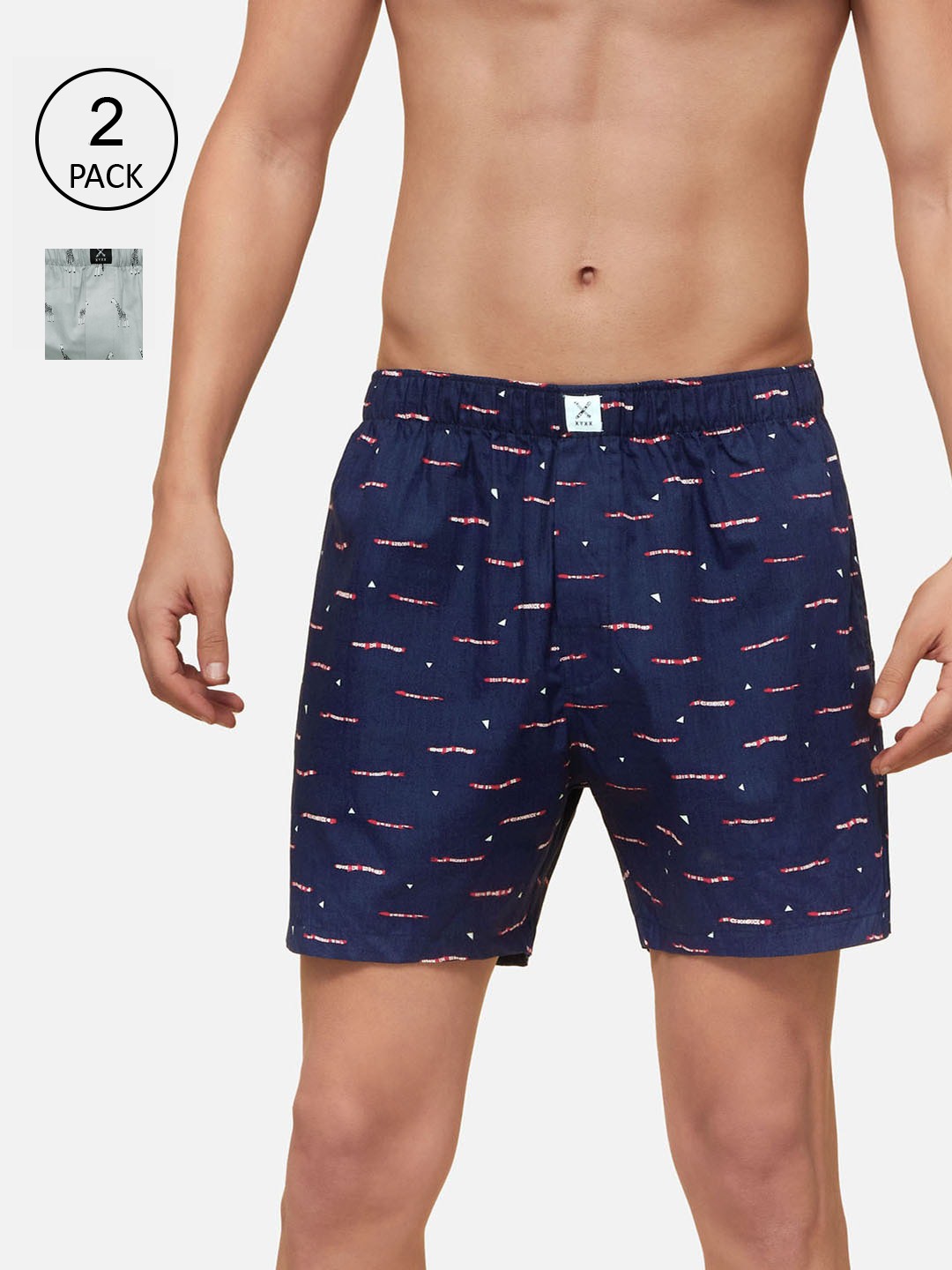 

XYXX Men Pack Of 2 Printed Pure Cotton Boxers, Multi