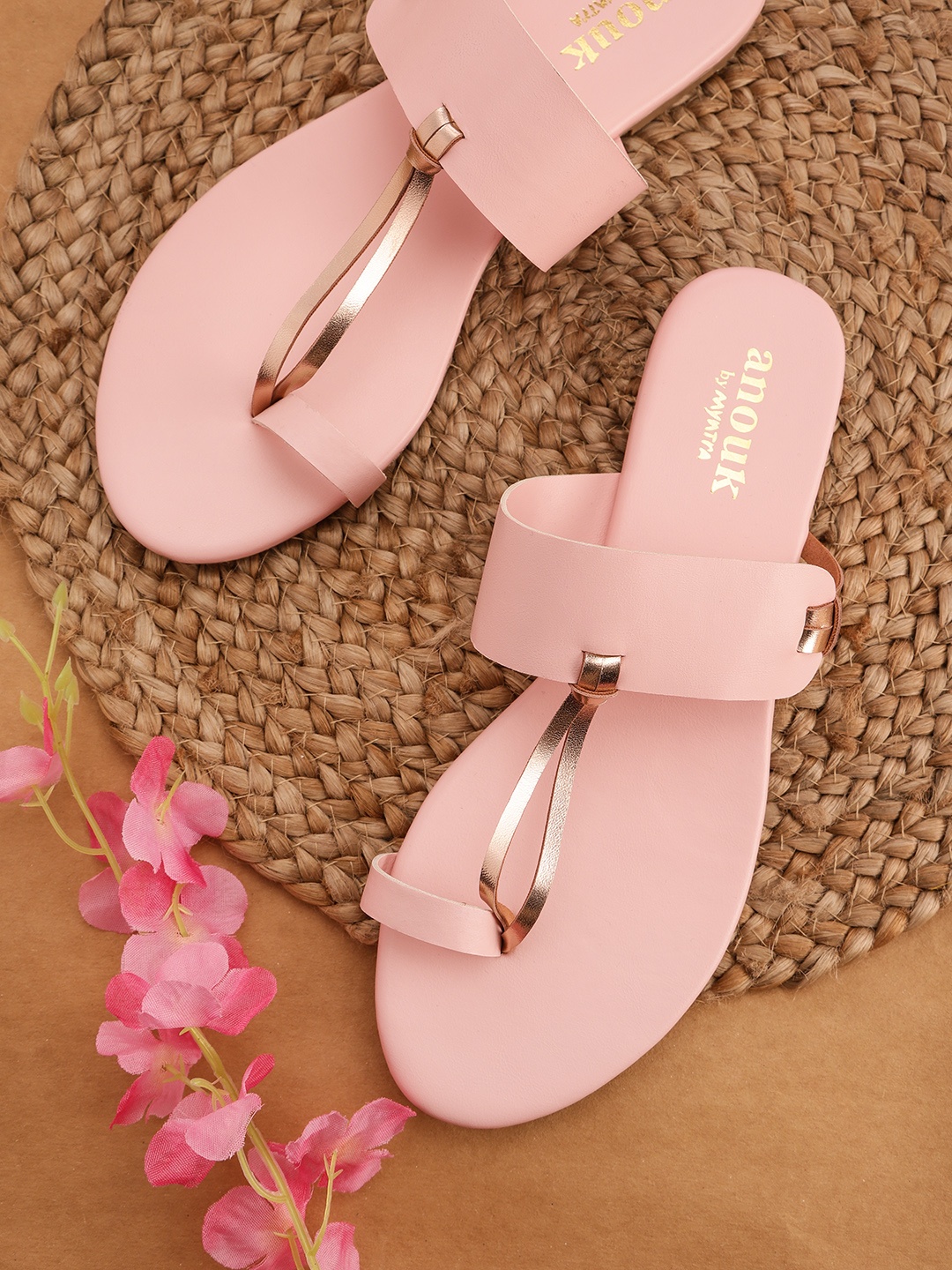 

Anouk Women Pink & Rose Gold-Toned One Toe Flats