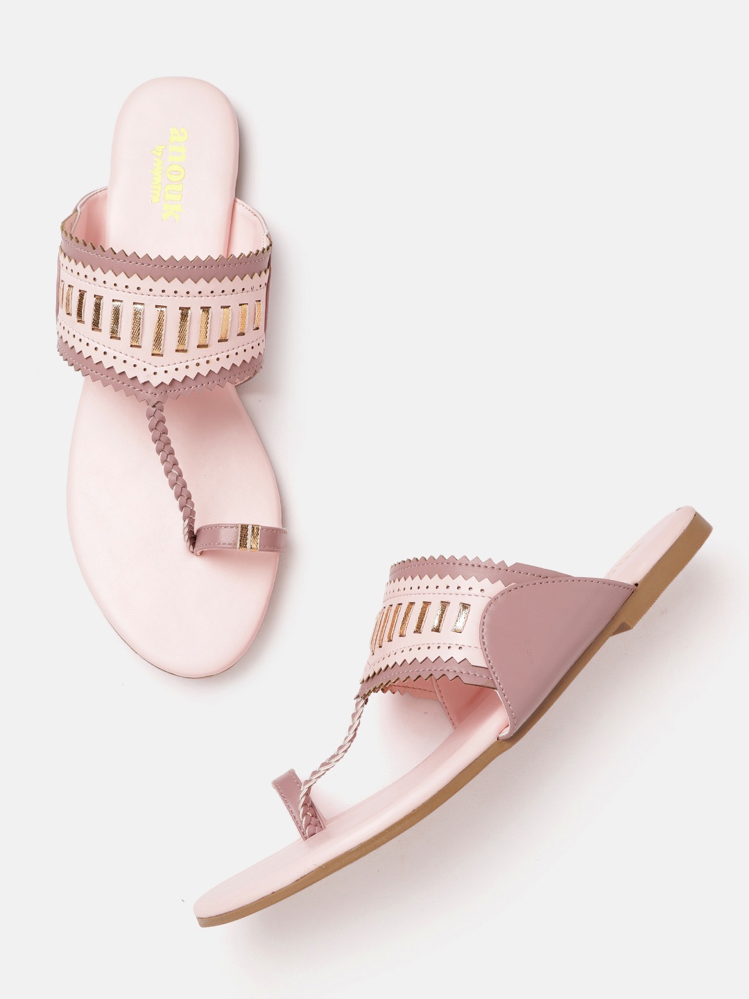 

Anouk Women Pink & Mauve One Toe Flats with Braided Detail