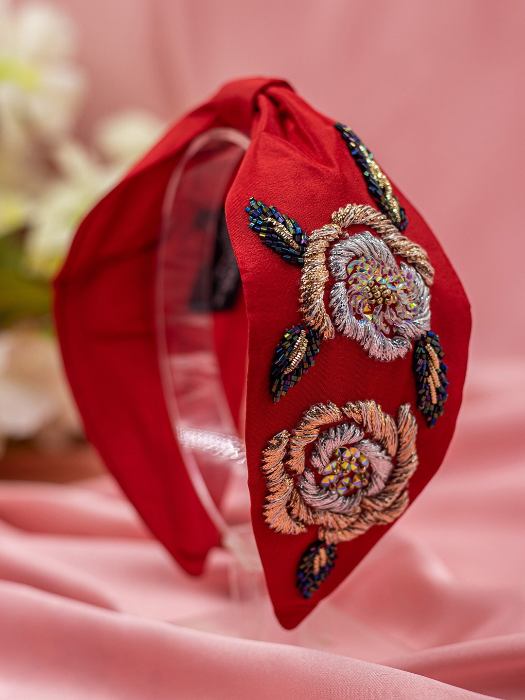 

Bellofox Women Red & Gold-Toned Embellished Hairband