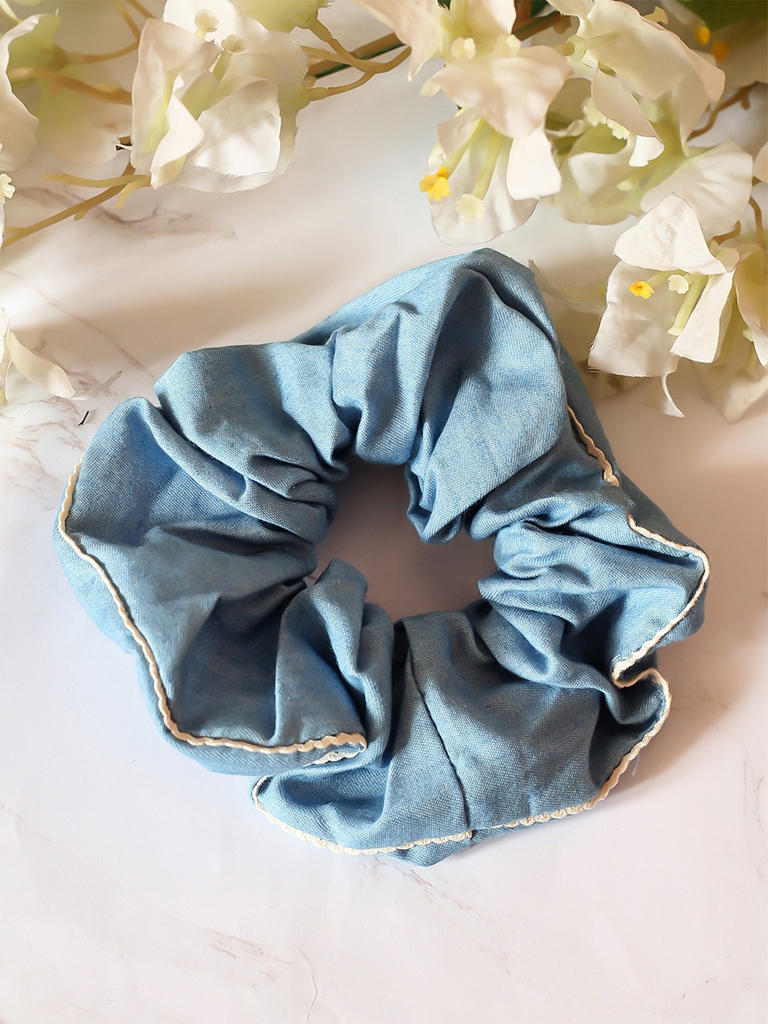 Bellofox Women Blue Denim Lace Scrunchie