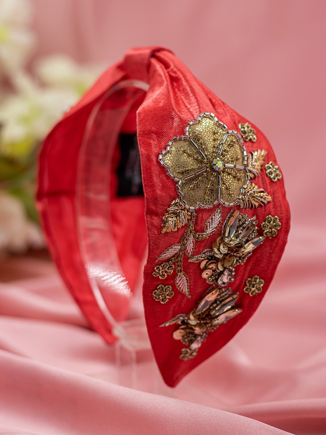 

Bellofox Women Coral & Gold-Toned Embellished Hairband