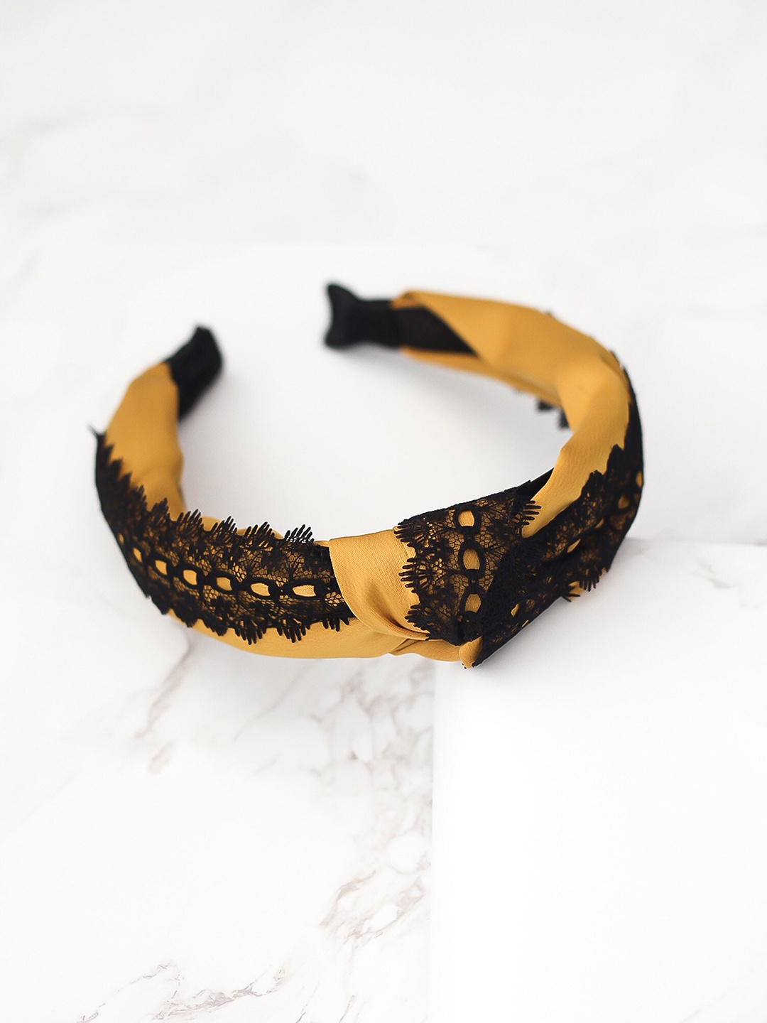 

Bellofox Women Mustard & Black Lace Hairband