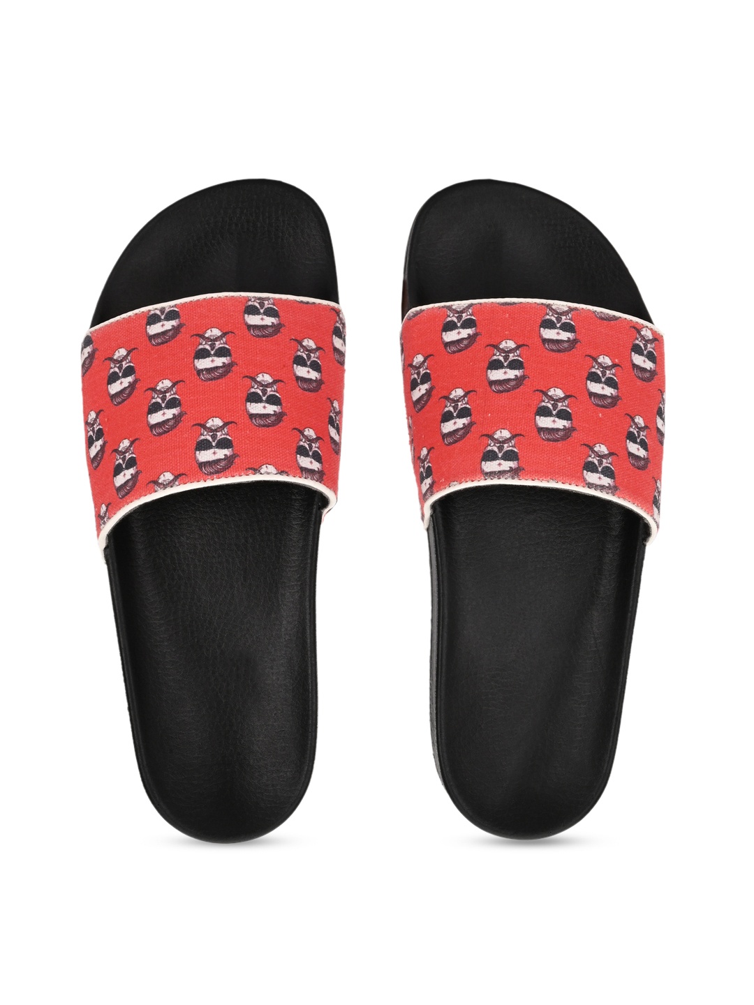 

KLEAT Men Red & Black Printed Sliders