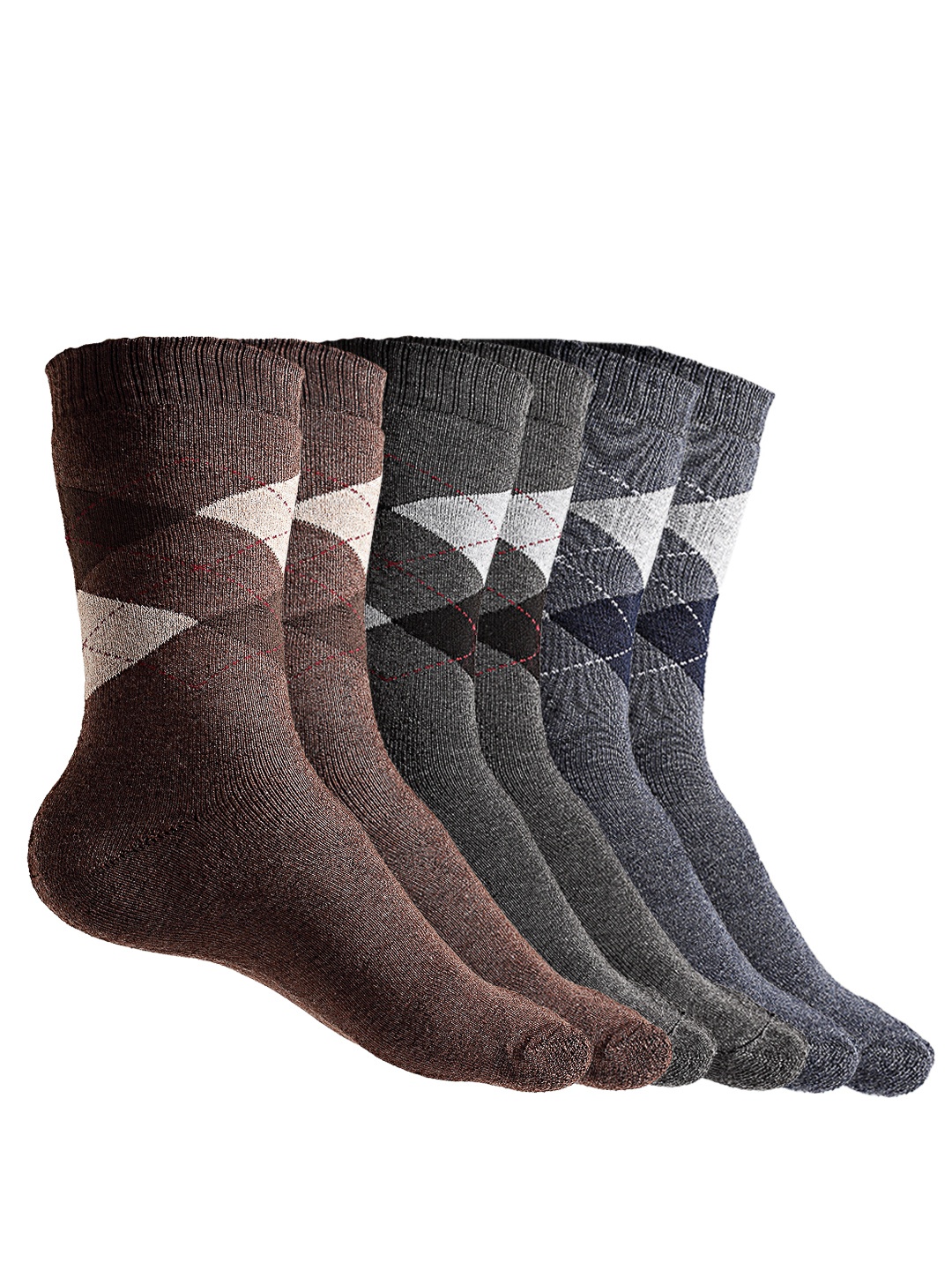 Texlon Men Pack Of 3 Assorted Calf-Length Socks