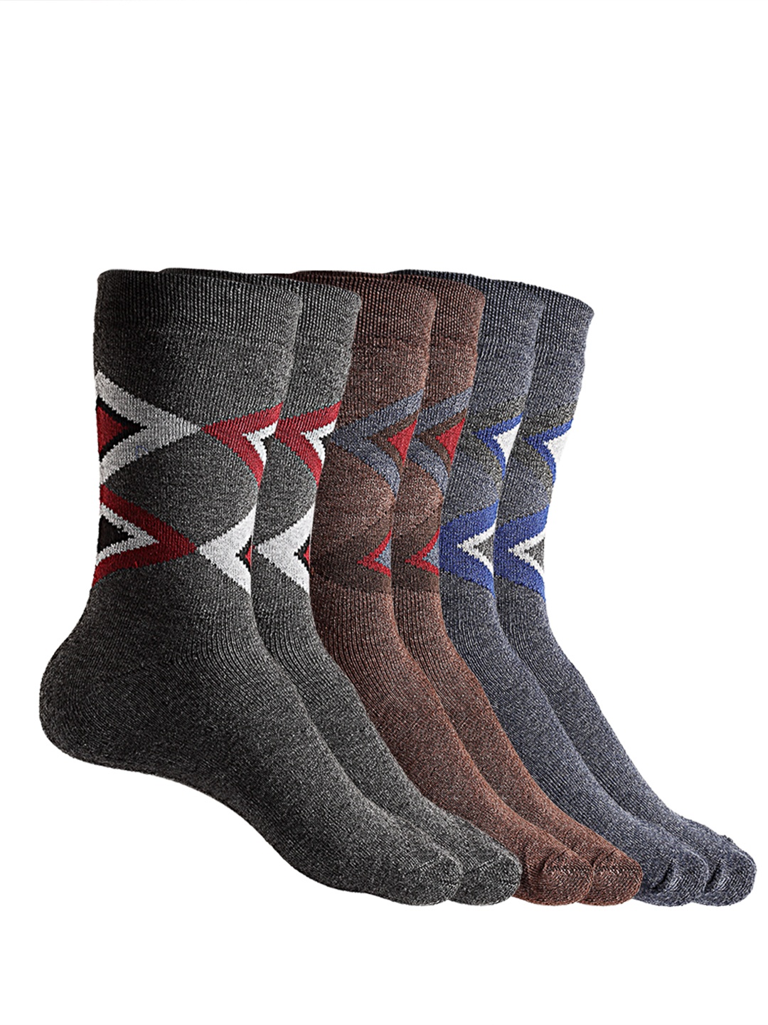 

Texlon Men Pack Of 3 Assorted Calf-Length Socks