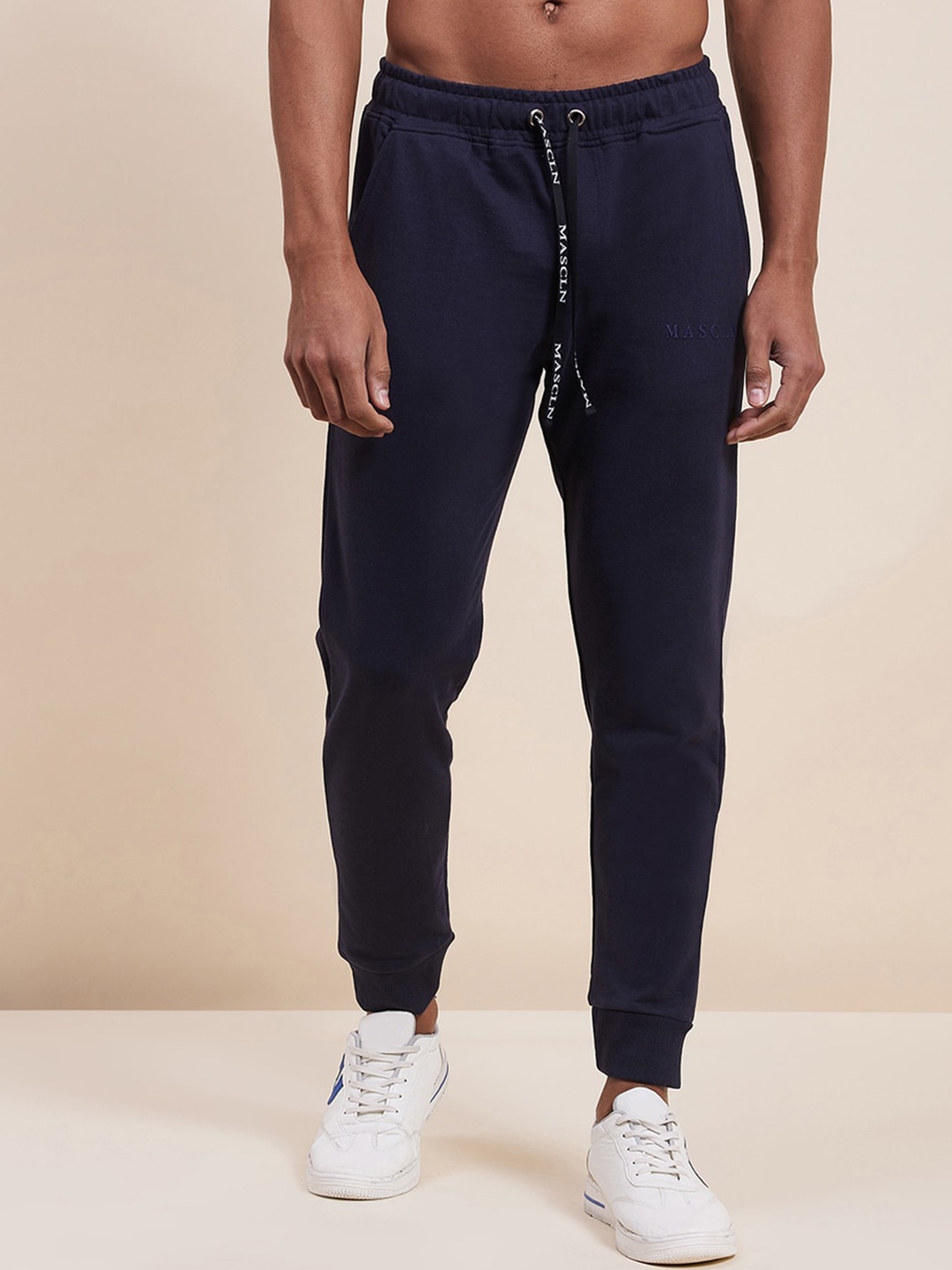 

MASCLN SASSAFRAS Men Navy Blue Solid Joggers