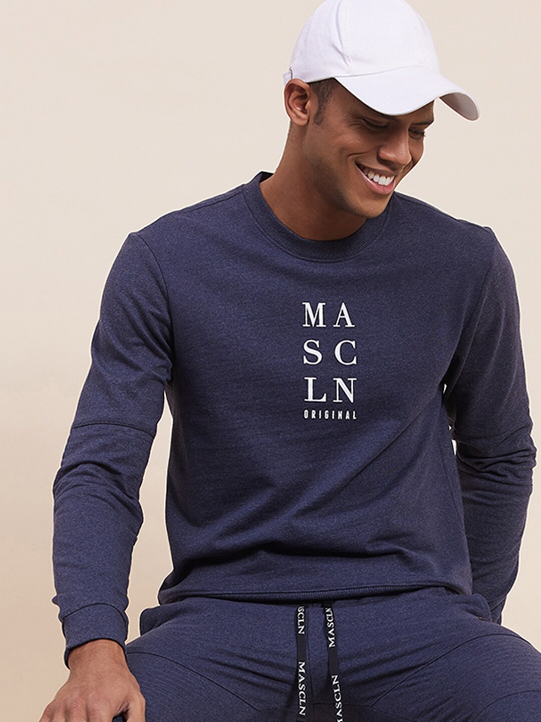 

MASCLN SASSAFRAS Men Blue Printed Sweatshirt