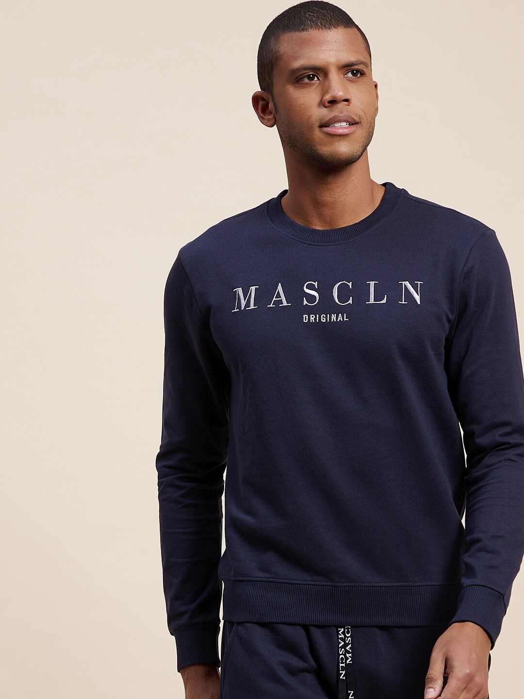 

MASCLN SASSAFRAS Men Navy Blue Printed Sweatshirt