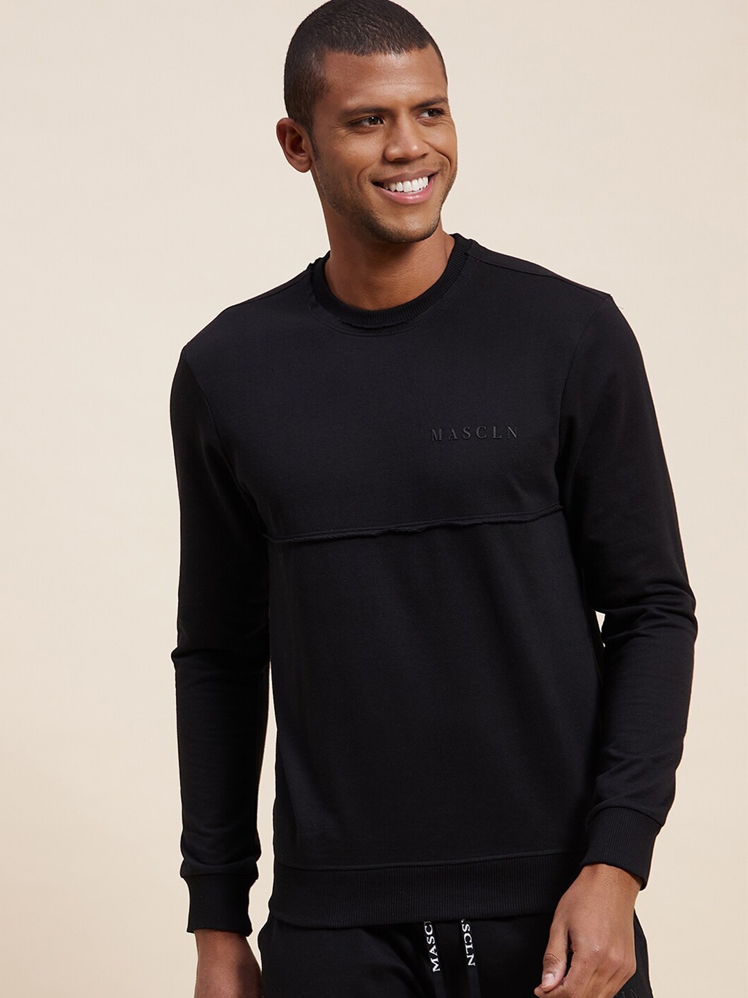 

MASCLN SASSAFRAS Men Black Sweatshirt
