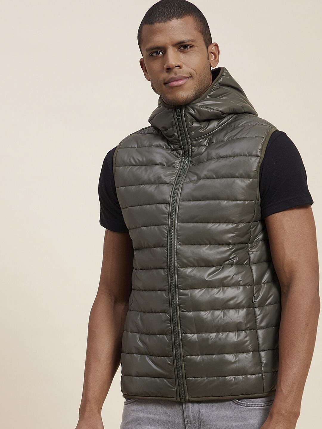 

MASCLN SASSAFRAS Men Olive Green Colourblocked Padded Jacket