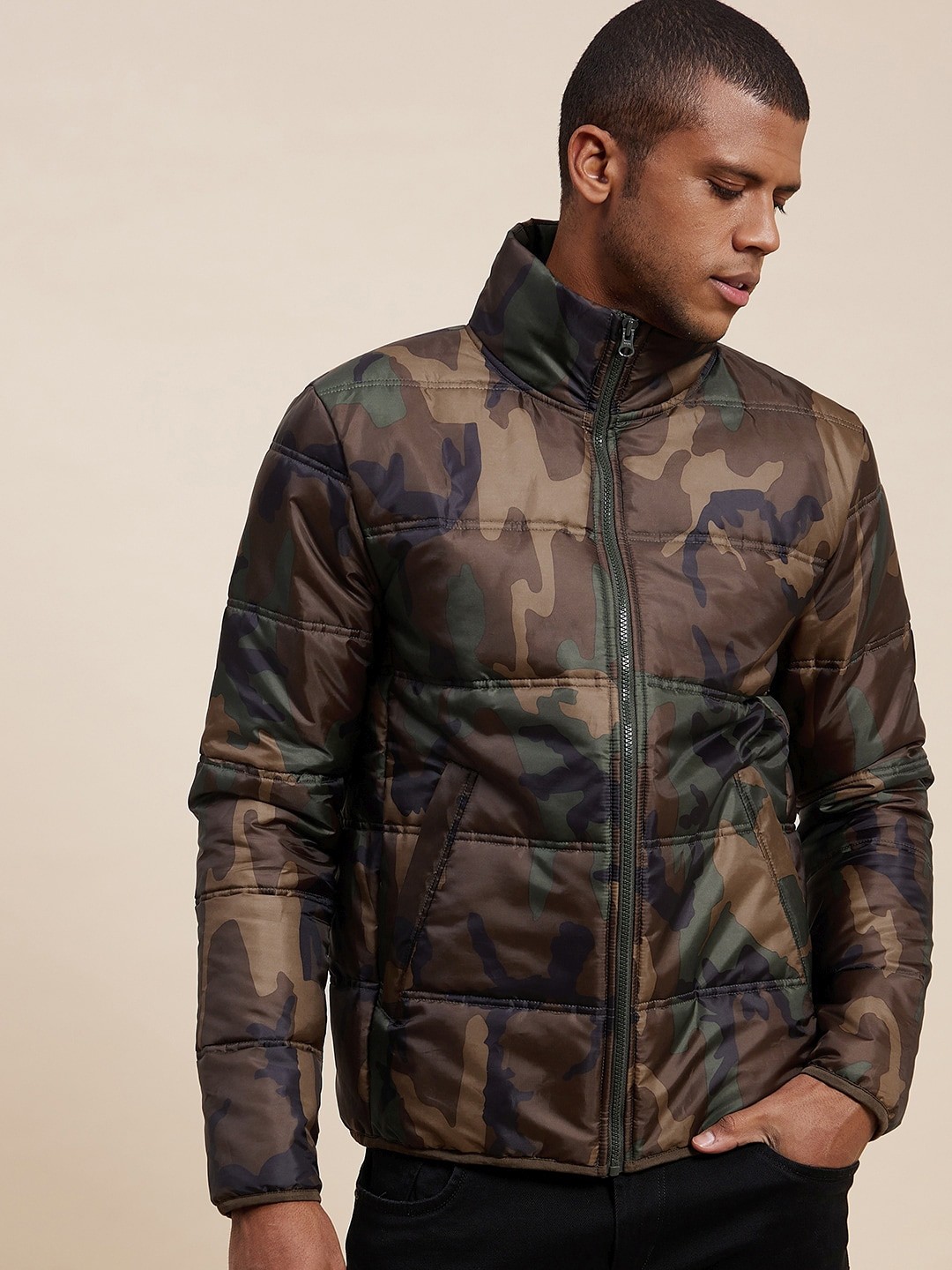 

MASCLN SASSAFRAS Men Green Camouflage Padded Jacket